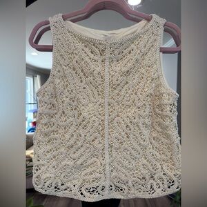 a new day Cream Crochet Lace Tank Top